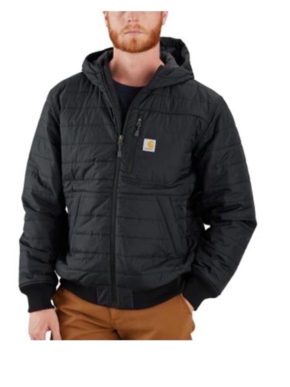 Carhartt Rain Defender Men's Black Insulated Hooded Quilted Jacket size small